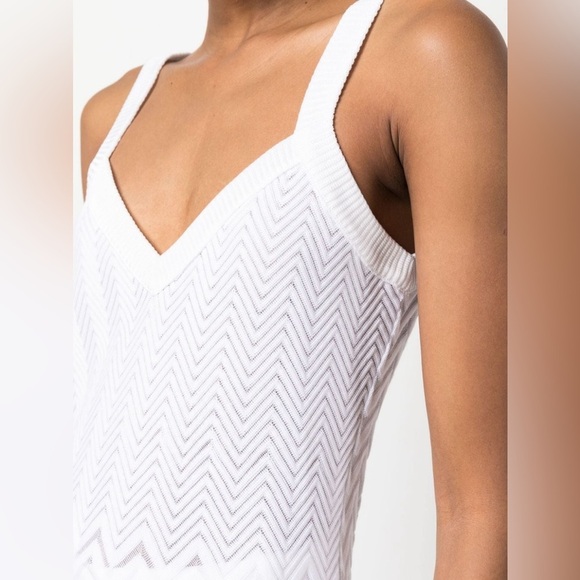 NWT Missoni White V Neck Chevron Tank Top Shirt IT40 New  ZigZag Rare Knit - Picture 1 of 14